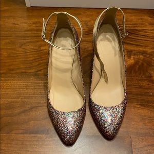 J. Crew multi glitter ankle strap pump